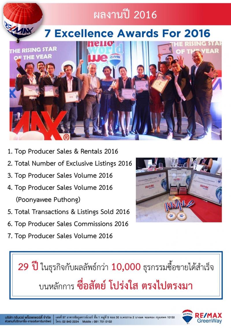remax greenway, บริษัทนายหน้าอสังหาริมทรัพย์ อันดับ 1, Top Producer